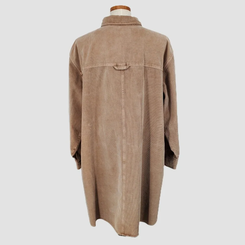 Outerknown Womens XXL Blanket Corduroy Shirt Dress Brown 100% Organic Cotton New